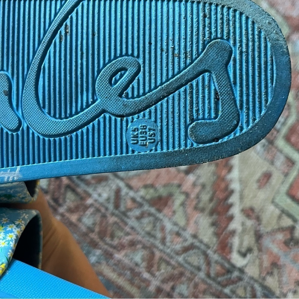 Joules Size 7 Women's Daisy Blue Slide Sandals - Picture 2 of 6